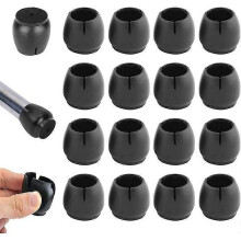 Lot de 40 embouts de protection ronds en silicone pour pieds de chaise, antidérapants, noirs