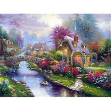 Kit de peinture diamant - Non spécifié - Petit pont - 30x40 cm - Multicolore - Décoration murale