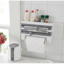 Kökspappershållare Easy Cut Väggmonterad 3 Roll Dispenser för kökshanddukar Grå