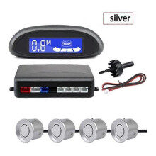 Radar de stationnement à LED pour voiture (argent) avec 4 capteurs de stationnement, détecteur de radar