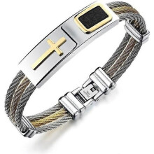 Bracciale da uomo con croce e preghiera in acciaio inossidabile - Fancy