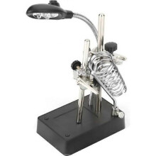 2,5X 7,5X 10X Derde Hand Stand Vergrootglas met LED-lampje, 3 Lenzen, Mini Klem, Pincet voor Solderen