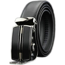 Cinturón de piel negro - Lujo para hombre - Hebilla automática - 127 cm