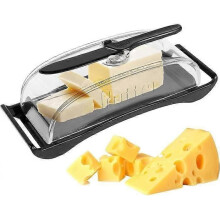 Butterdose mit Deckel - Ausgestattet mit Buttermesser - Rutschfeste Butterbox, Butterbehälter aus Kunststoff,