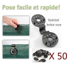 Clips de fixation pour brise-vue - XICHAO - Pack de 50 pièces - Noir - Extérieur - Plastique - 12 15x21