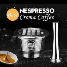 iCafilas roestvrijstalen herbruikbare Nespresso-capsule met koffiedik-tamper Roestvrijstalen espresso