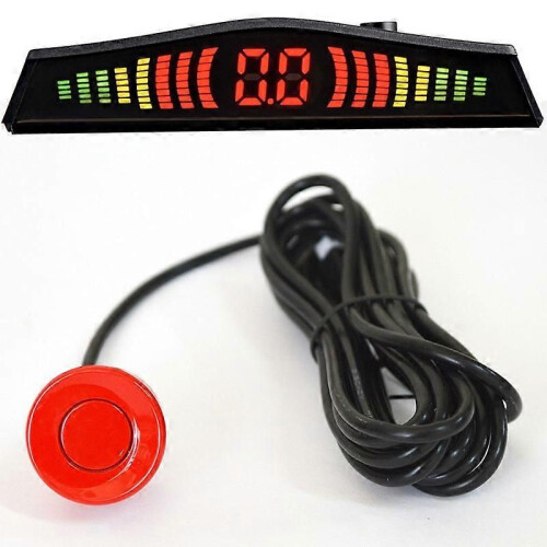 (Red)Parktronic Car Detector Auto LED Display 4PCS Parking Sensor Kit Reverse Assistance Backup Radar
