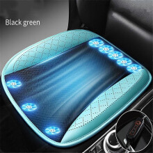 (8FAN Svart Grön) Bil Sommar Cool Ice Silk Sittdyna Med USB Fläkt Blåser Cool Sommar Ventilation