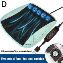 (5FAN Grön Svart) Bil Sommar Cool Ice Silk Sittdyna Med USB Fläkt Blåser Cool Sommar Ventilation