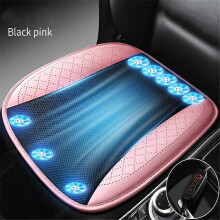 (8FAN Svart Rosa) Bil Sommar Cool Ice Silk Sittdyna Med USB Fläkt Blåser Cool Sommar Ventilation