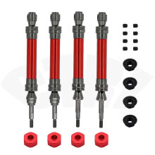 (Rouge) 4 pièces d'arbres de transmission avant et arrière en métal robustes CVD pour Traxxas Slash