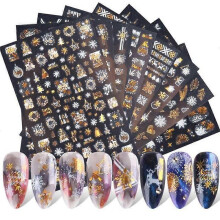 Adesivi per nail art natalizi 3D - 8 pezzi Decalcomania autoadesiva Fiocco di neve Pupazzo di neve Alce