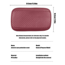 (vinröd)Bilarmstödsdyna Mjukt PU-läderarmstödskudde Universal Vattentät Center Console Box Cover