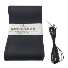 (40cm noir) 36/40 cm Housses de volant DIY en cuir souple tressé sur le volant de voiture avec