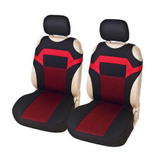 (Rojo) Juego de 2 piezas Diseño de camiseta Funda para asiento delantero de coche Ajuste universal Fundas