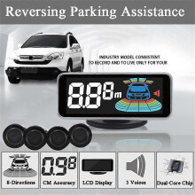 (Silber) OkeyTech 4 Sensoren Parksensor Umkehrradarwarner LED Digital Auto Parktronic Unterstützung
