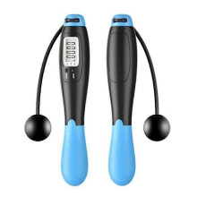 Corde à sauter électronique sans fil pour exercices de fitness professionnels - noir et bleu