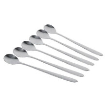 6 cucharas elegantes de acero inoxidable con mango largo para helado, café, sopa, leche y té.
