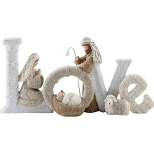 Resin Nativity Set Elegant Profile with Lamb Delightful Christmas Ornament for Home White Love Sharplace