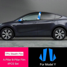 (För ModelY4PCS Set)För Tesla Model 3/Y A-stolpe B-stolpe Skyddsfilm Repsäker TPU A-stolpe