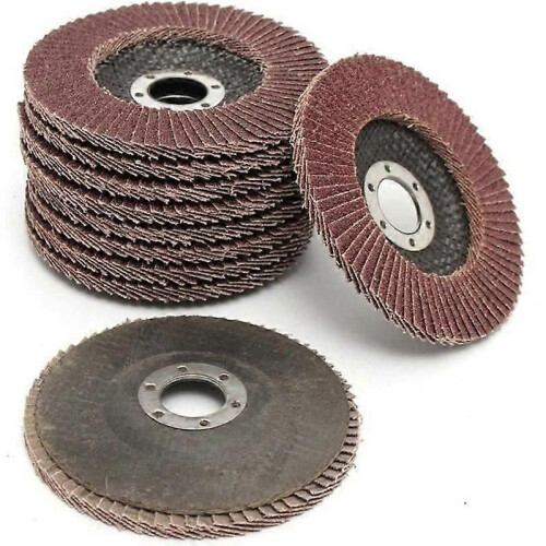 Lot de 10 disques à lamelles de 115 mm, grain 60, pour meuleuse d'angle