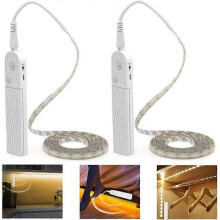 2 tiras LED con sensor de movimiento, 3 m, impermeables, para muebles, escaleras, armarios, estantes