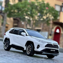 Bianco - Auto giocattolo in metallo, 1:32, Toyota Rav4 2020 Suv, modello di auto, ammortizzatore, suono