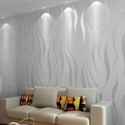 53cm*10m Modern Non-woven 3D Tapet för Vardagsrum Sovrum Silver Grå