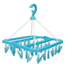 QIILU Porte-cintre pliable 32 clips Crochet rotatif Ă 360 Bleu