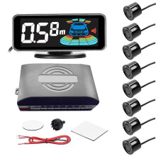 Radar de recul arrière pour voiture (8 capteurs noirs) avec 4/8 sondes, affichage LCD de la distance