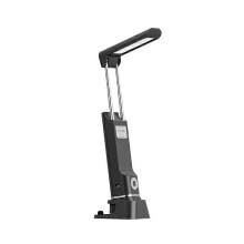 Lampe de table multifonction LED rechargeable 2 en 1 (noire 2600 mAh), lampe de poche pliable, lampe