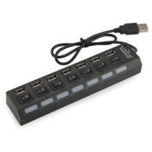 On-off Tietokone Kevyt Kestävä Nopea 7-porttinen Usb 20 Jakamiskeskitin kytkin PC Kannettavalle Musta