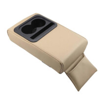 (Beige) Coussin d'accoudoir de voiture Porte-gobelet Siège arrière Support de coude accru Support d'accoudoir