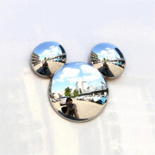 (Silver)Ear metall bil personlighet bil klistermärken 3D stereo kreativ bil logotyp Mickey Minnie dekorativ