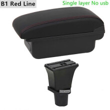 Accoudoir central (B1 Red Line) pour Fiat 500, boîte de rangement pour console centrale, USB, LED, accessoire