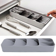 Organisateur de tiroir de cuisine - Marque - Modèle - PP - Gris - Séparateur de couteaux et de couverts