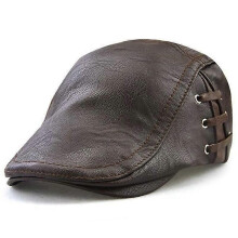 Baret pet heren dames vintage leren pet met klep