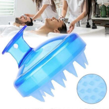 Brosse de massage pour la tête, le shampoing, le cuir chevelu, avec poils en silicone souple, bleu -RAI
