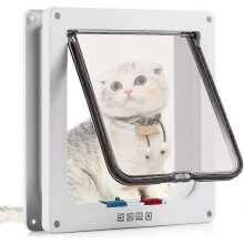 Puerta para gatos Hautstore con puerta magnética de 4 vías para gatos y perros pequeños. Puerta para