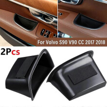 Lot de 2 accoudoirs de porte de voiture en ABS noir avec tapis antidérapant pour Volvo S90 V90