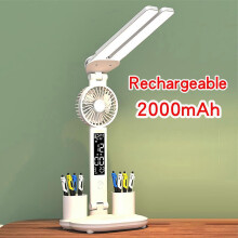 Lampada da tavolo a LED a doppia testa (ricaricabile elettronicamente) con rotazione a 180, dimmerabile,