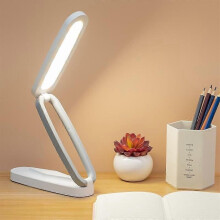 Lampe de bureau pliable et rechargeable (blanche), nouveauté, USB, intensité variable, protection des