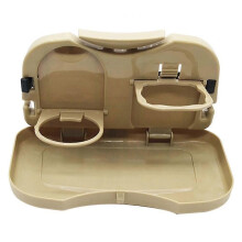 (Beige) Table de rangement pliable pour siège arrière de voiture, support pour boissons, nourriture,