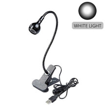 (Wit licht) 1x verstelbare zwanenhals clip-on USB LED-lamp voor muziekstandaard en boekleeslamp