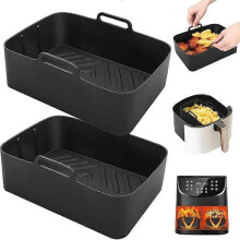 Siliconen Airfryer-vorm Accessoire 2 stuks Herbruikbare Airfryer-voering Vierkante Airfryer-siliconenpan