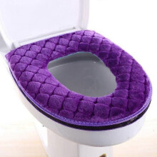 Funda de asiento de inodoro cálida con estampado floral para baño - Tipo 2 morado