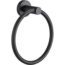 Porte-serviettes mural rond en acier inoxydable pour salle de bain et cuisine - Noir