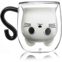 Tekopp kattmugg dubbelvägg kaffemugg 300 ml glasmugg Present till Halloween julfödelsedag