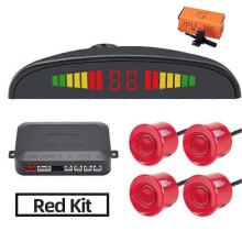 (Rouge) 1 kit de capteurs de stationnement Ă LED Parktronic automatique avec affichage de 4 capteurs