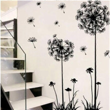 Barnväggklistermärken - Designhus - Svart maskrosblomma - PVC - 190cm - Modern skandinavisk stil